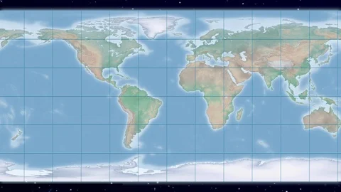 Geographic (equirectangular) world map projection - natural earth 動画素材 125615815