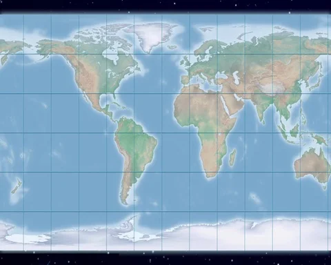 Geographic (equirectangular) world map p... | Stock Video | Pond5