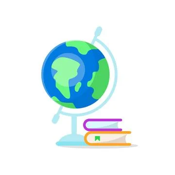 Geographic globe with books vector design element Illustrazione stock