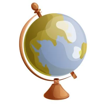 Geographic globe isolated vector illustration. Cartoon style Stock Illustration