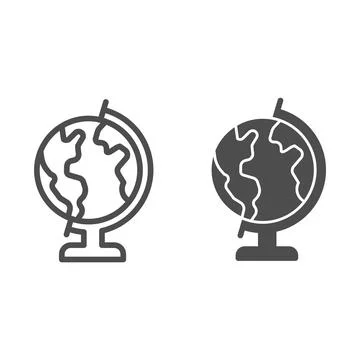Geographic globe line and solid icon, education concept, globe sign on white Stock Illustration