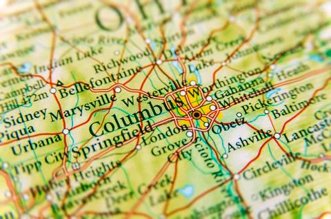 Geographic map of Columbus close Foto stock