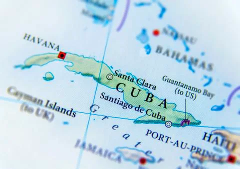 Geographic map of Cuba close Stock Photos