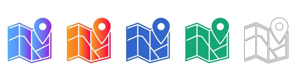 Geographic Map Navigation and Pin Icons Stock Illustration