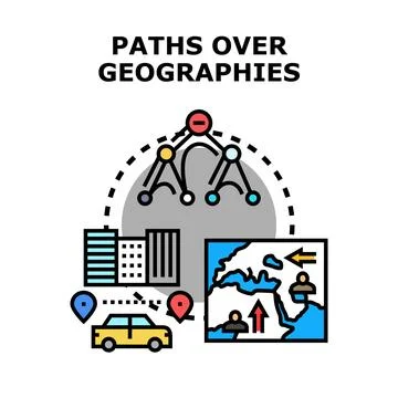 Geographic network planning creating optimal travel routes Stock Illustration