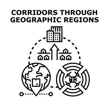 Geographic regions corridors concept vector illustration pictogram Stock Illustration