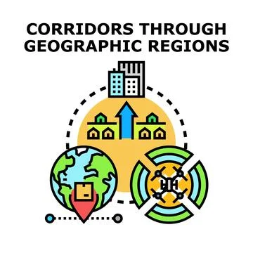 Geographic regions corridors concept vector illustration pictogram Stock Illustration