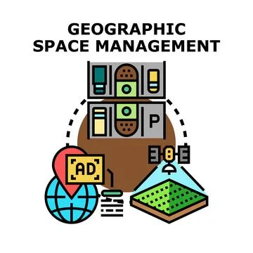 Geographic space management concept for location based planning Stock Illustration