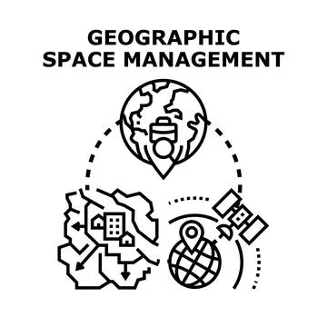 Geographic space managing concept for spatial planning Stock Illustration