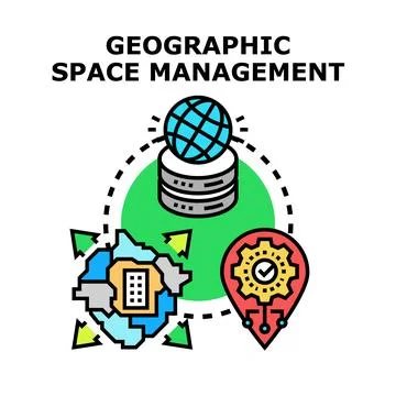 Geographic space managing conceptual vector illustration Stock Illustration