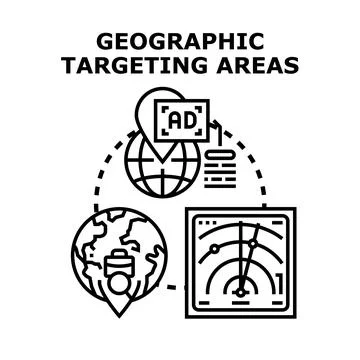 Geographic targeting vector concept for digital advertising Stock Illustration