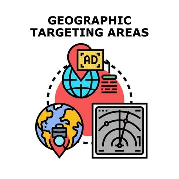 Geographic targeting vector concept for digital advertising Stock Illustration