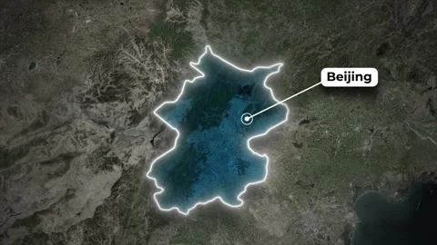 Geographical Map Animation Highlighting Beijing China Satellite View Stock Footage 323540031