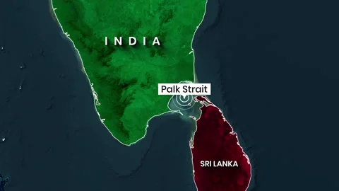 Geographical map animation of the Palk Strait connecting India and Sri Lanka Vídeos de archivo 334802611