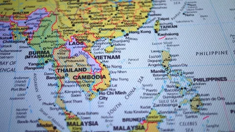 Geographical Map of the World Part of the Asian and African Countries. Stock Footage 96341509