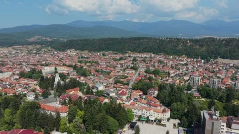 Geographical Overview of Razlog Valley Bulgaria Stock Footage 344058209