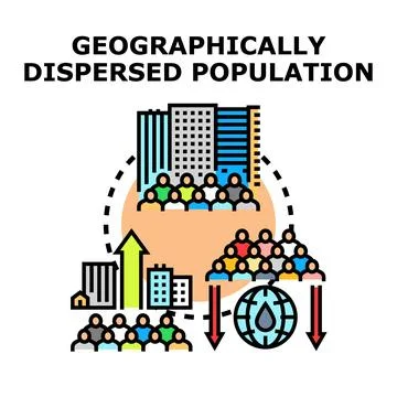 Geographically dispersed population migration demography concept Stock Illustration