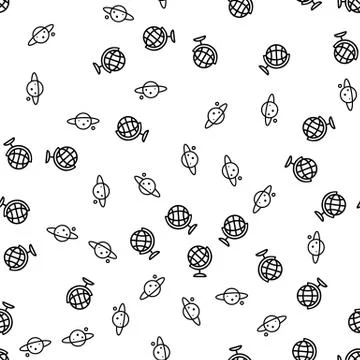 Geography And Astronomy Seamless Pattern Vector イラスト素材