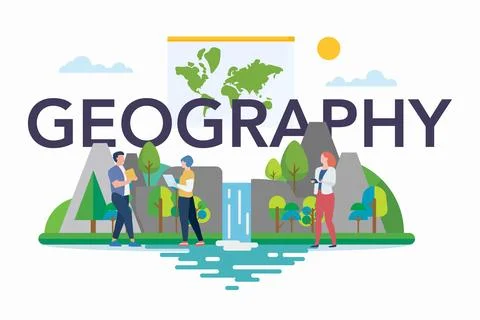 Geography class with nature elements. Illustrazione stock