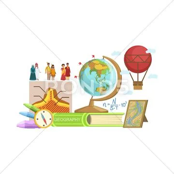 Geography Class Set Of Objects Stock Illustration