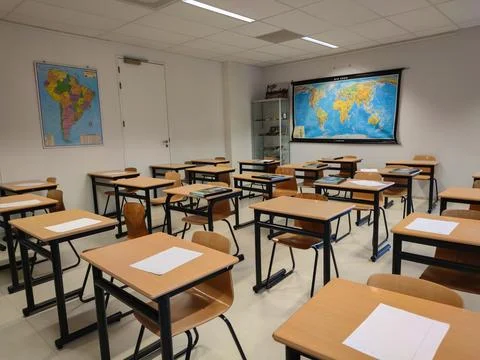Geography classroom in a high school Stock Photos