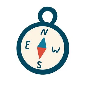 Geography compass icon. Navigation equipment. Travel tourism hiking outdoor e Stock Illustration