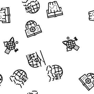 Geography Education Seamless Pattern Vector Stock Illustration