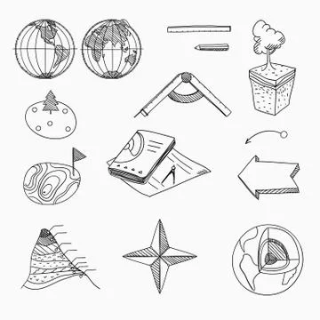 Geography lesson School objects and educational equipment Cartography topography 스톡 일러스트