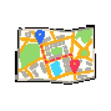 Geography map pixel art vector illustration Illustrazione stock