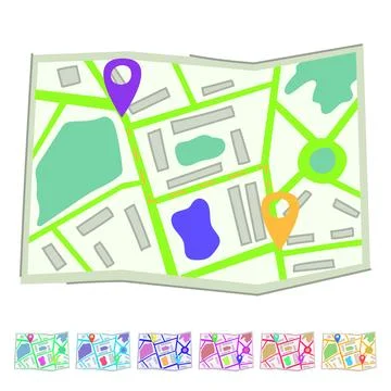 Geography map vector cartoon graphic Stock Illustration