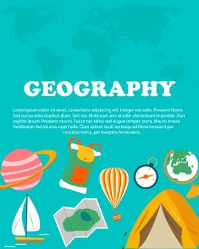 Geography study. Education and science layout concepts. Flat modern style. Stock Illustration