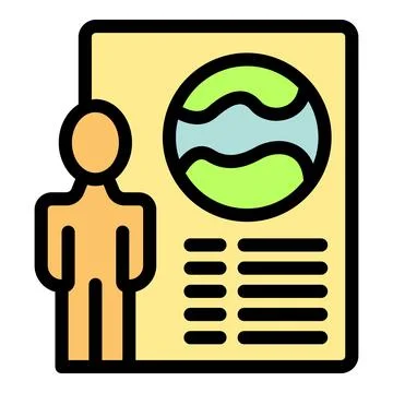 Geography teacher presenting earth globe on poster with text description Stock Illustration
