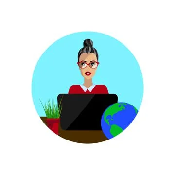 Geography teacher in the study Stock Illustration