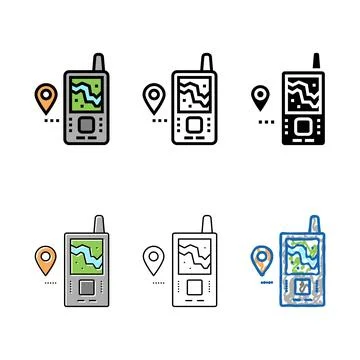 Geolocated device color icon vector types Stock Illustration