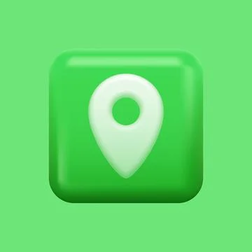 Geolocation 3D Icon. Green Square App Logo Stock Illustration