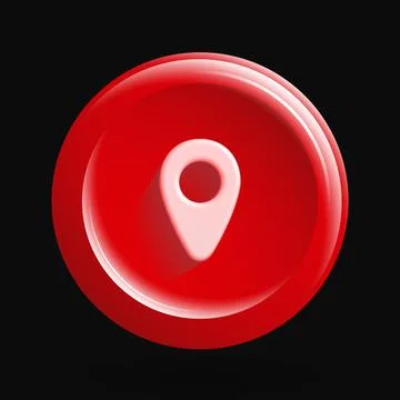 Geolocation 3D Icon. Red Round App Logo Stock Illustration