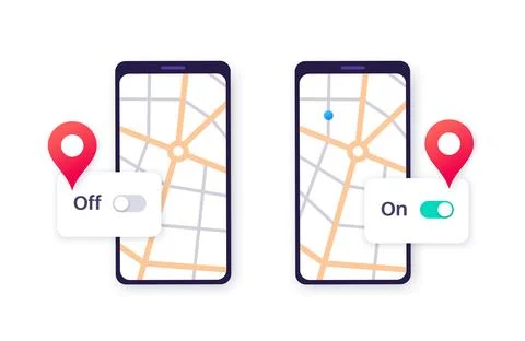 Geolocation activation toggle 스톡 일러스트