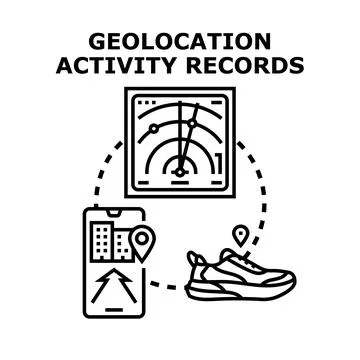 Geolocation activity records tracking user movements Stock Illustration