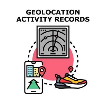 Geolocation activity records tracking user movements Stock Illustration