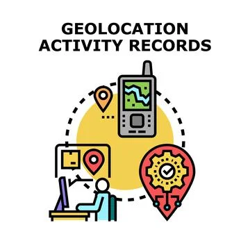 Geolocation activity records tracking users and data Stock Illustration