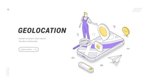Geolocation And Gps Navigation System Isometric Vector Illustration For Map.. Stock Illustration