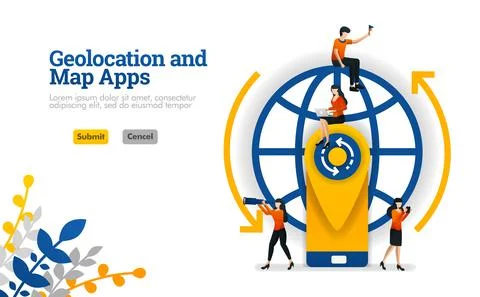 GeoLocation and Maps apps for traveling, holidays and trips vector illustrati Stock Illustration