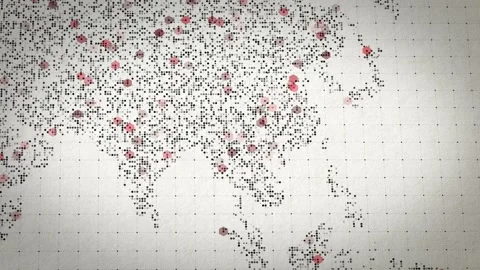 Geolocation Asia Tech Data flow Metrics AI Dashboard Surveillance Mapping  Stock Footage 312359957