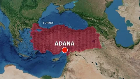 Geolocation of the city of Adana on the map Stock Footage 201181339
