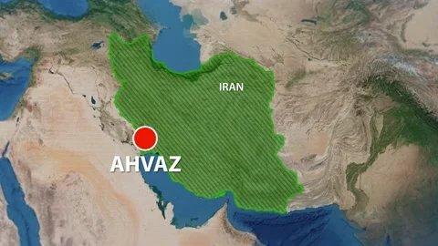 Geolocation of the city of Ahvaz on the map Stock Footage 237876189