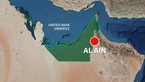 Geolocation of the city of Al Ain on the map Stock Footage 238610069