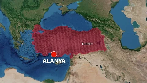 Geolocation of the city of Alanya on the map Stock Footage 201215066