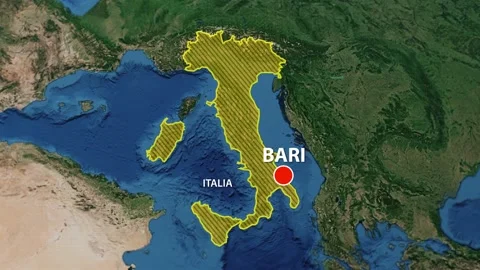 Geolocation of the city of Bari on the map 動画素材 200880448