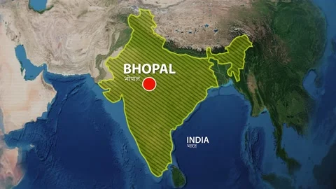 Geolocation of the city of Bhopal on the map Stock Footage 201307089