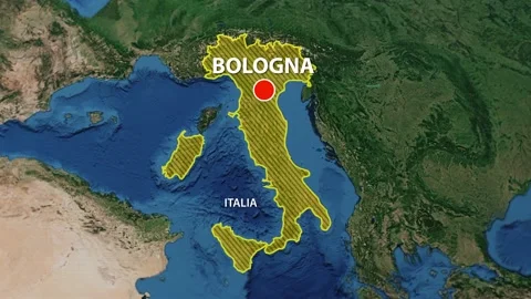 Geolocation of the city of Bologna on the map Stock Footage 200880731